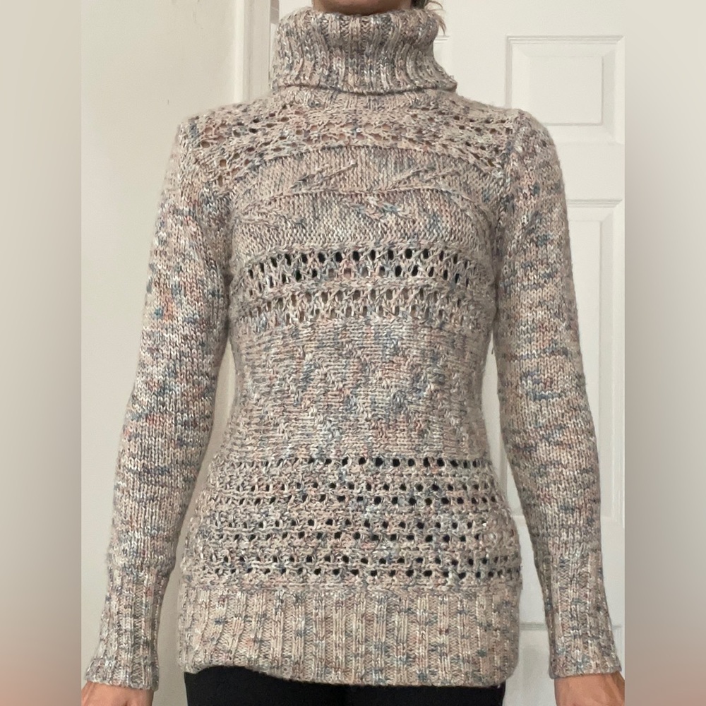 Cozy knit turtle neck pastel fitted sweater top